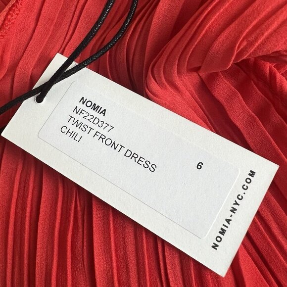 Nomia Twist Front Pleated Knee Length Chili Red One‎ Shoulder Dress Size 6 NEW - Picture 9 of 13